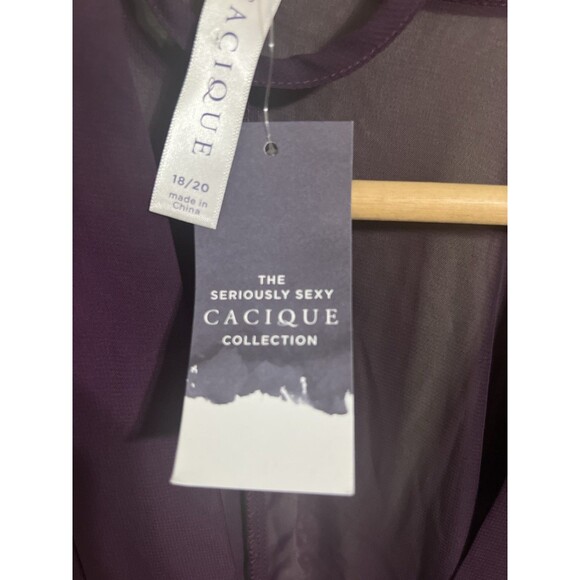 Cacique Seriously Sexy Lingerie Robe 18*20 Dark Purple Lace Short Sleeve NWT - Picture 4 of 4